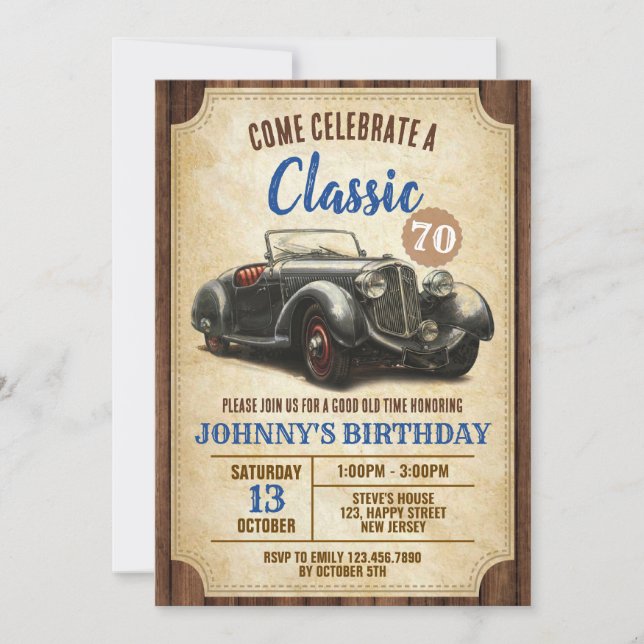 Einladung zum Geburtstag eines Digital Classic Car (Vorderseite)