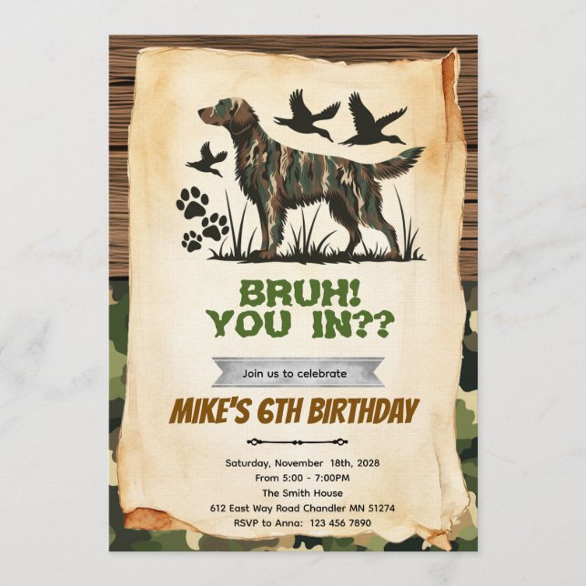 Einladung zum Geburtstag eines Jagdhundes (Vorderseite)
