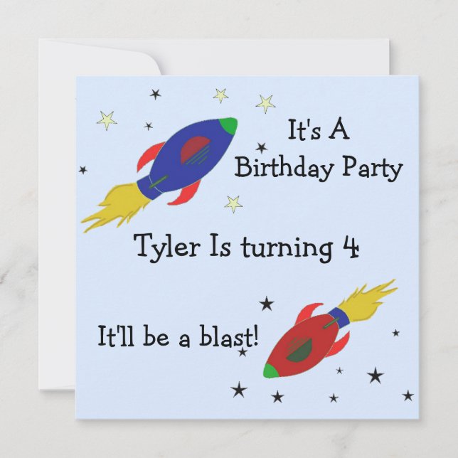 Einladung zum Geburtstag eines Raketenschiffs (Vorderseite)