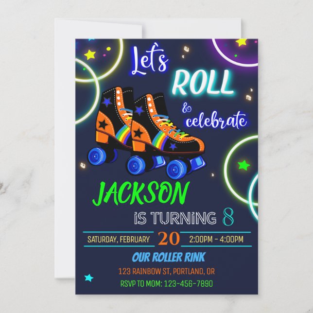 Einladung zum Geburtstag eines Rollers zur Skaten (Vorderseite)