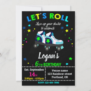 Einladung zum Geburtstag eines Rollers zur Skaten