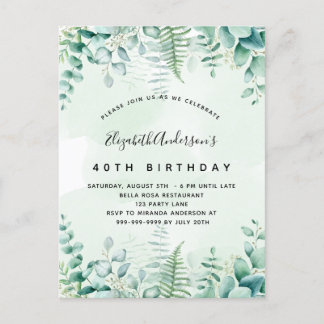 Einladung zum Geburtstag Eukalyptus-Grünwald Postkarte