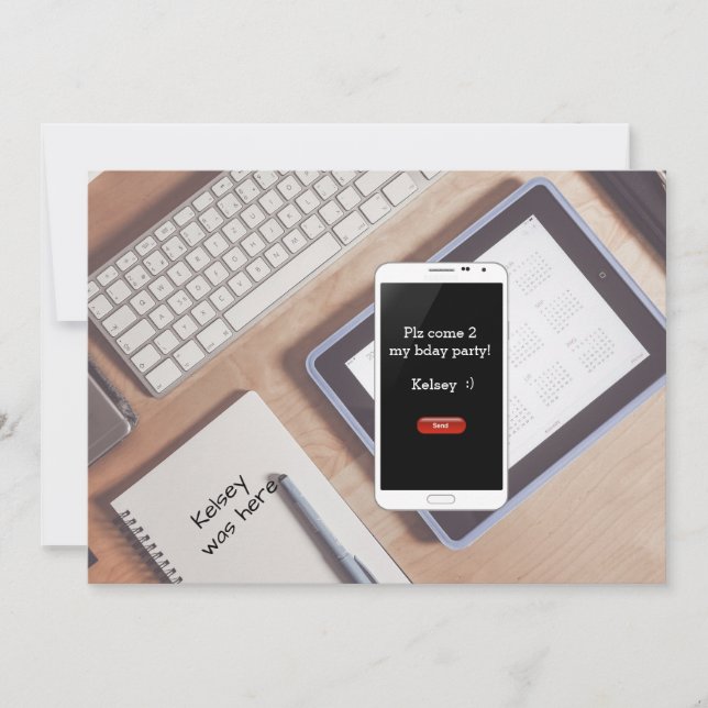 Einladung zum Geburtstag gesimst (Vorderseite)