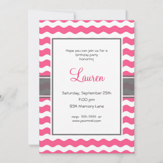 Einladung zum Geburtstag in Rosa und Grau