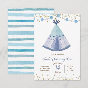 Einladung zum Geburtstag Jungen Tribal Teepee