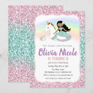 EINLADUNG ZUM GEBURTSTAG - Meerjungfrau Glitter fü