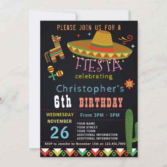 EINLADUNG ZUM GEBURTSTAG MEXIKANISCHER FIESTA | FI (Vorderseite)