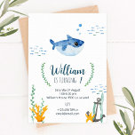 Einladung zum Geburtstag mit Baby Shark<br><div class="desc">Geburtstagsfeier mit einem Thema unter dem Meer für die Geburtstagsfeier eines Kindes. Diese Einladung enthält einen niedlichen Babyhai in Aquarellfarbe,  der von Hand gemalt wird,  und nautische Elemente als Anker. Ideal für eine Kinder-Geburtstagsparty.</div>