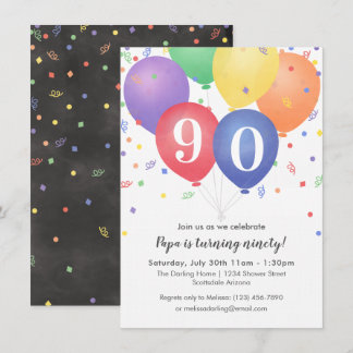 Einladung zum Geburtstag mit bunten Ballons