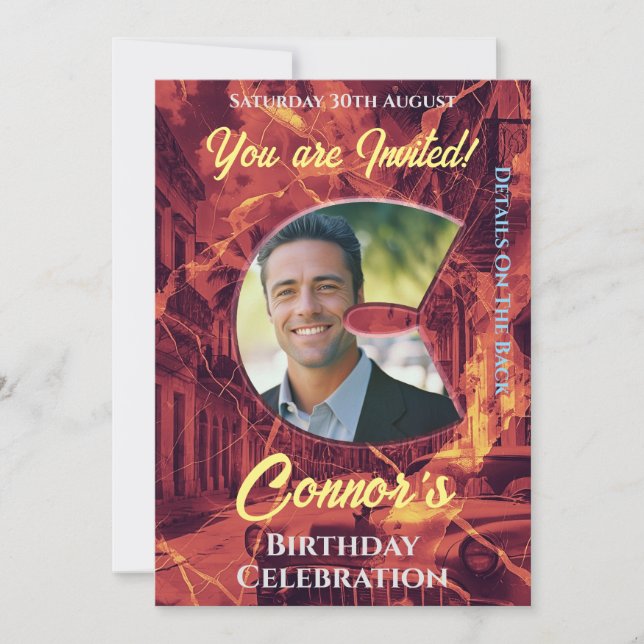 Einladung zum Geburtstag mit Foto C intital (Vorderseite)