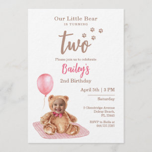 Einladung zum Geburtstag mit Foto von Little Bear