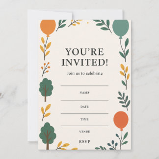 Einladung zum Geburtstag mit Foto zurück | Ballons