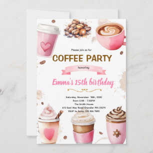 Einladung zum Geburtstag mit Kaffeethema für Mädch