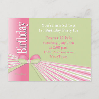 Einladung zum Geburtstag mit Ribbon und Bow