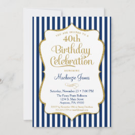 Einladung zum Geburtstag Navy Blue Gold Adult
