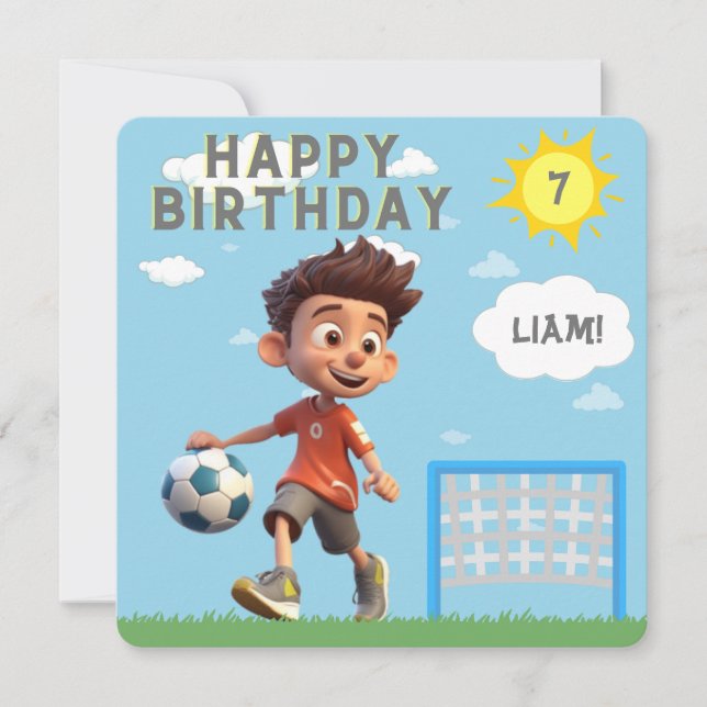 Einladung zum Geburtstag personalisierter Fußball (Vorderseite)