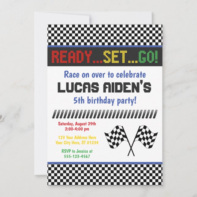 Einladung zum Geburtstag| Race Car Invitation (Vorderseite)
