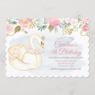 EINLADUNG ZUM GEBURTSTAG - Schwan Floral für jedes
