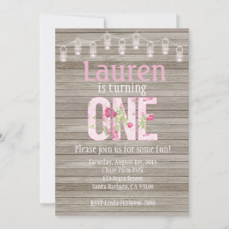 Einladung zum Geburtstag, Shabby Chic, rustikal