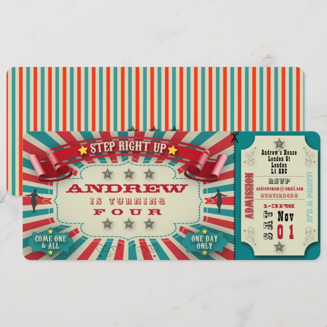 Einladung zum Geburtstag - Ticket personalisieren (Vorne/Hinten)