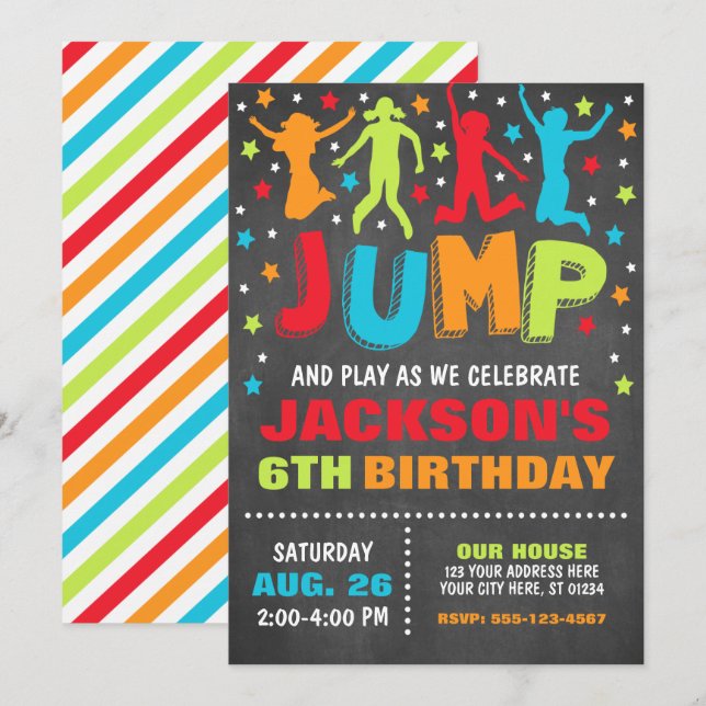 Einladung zum Geburtstag, Trampolin Bounce House (Vorne/Hinten)