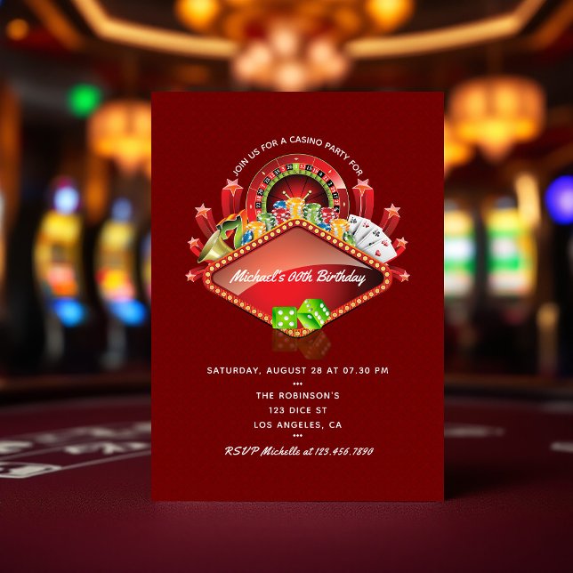 Einladung zum Geburtstag von Casino (Casino Birthday Party invitation)