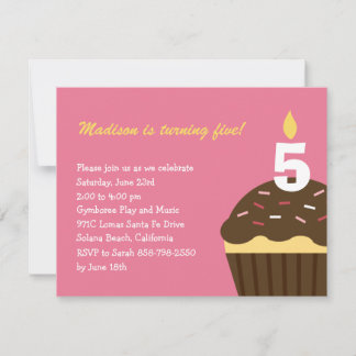 Einladung zum Geburtstag von Cupcake - Rosa