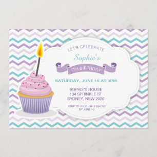 Einladung zum Geburtstag von Cupcake - V1