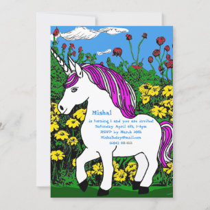 Einladung zum Geburtstag von Einhorn und Blume