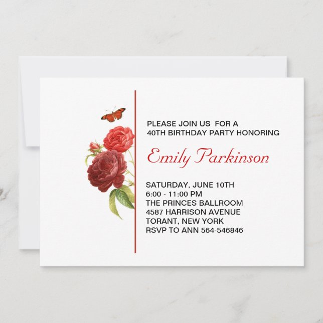 Einladung zum Geburtstag von Erwachsenen (Vorderseite)