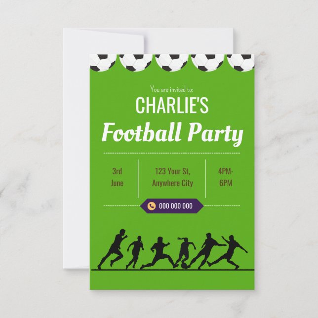 Einladung zum Geburtstag von Fußball - Bearbeitbar (Vorderseite)