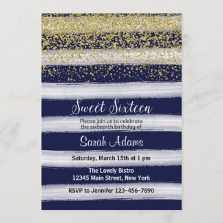 Einladung zum Geburtstag von Gold und Blau