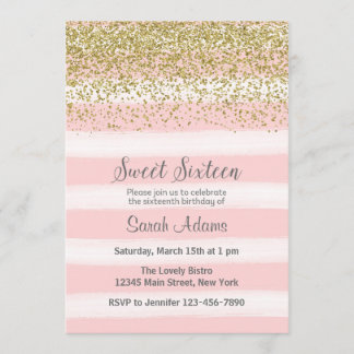 Einladung zum Geburtstag von Gold und Rosa