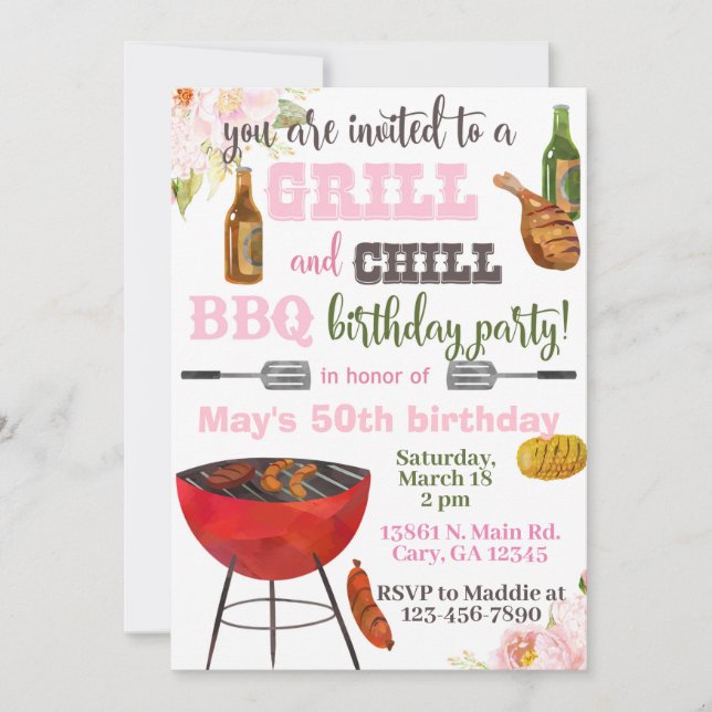 Einladung zum Geburtstag von Invitación Grill & Ch (Vorderseite)