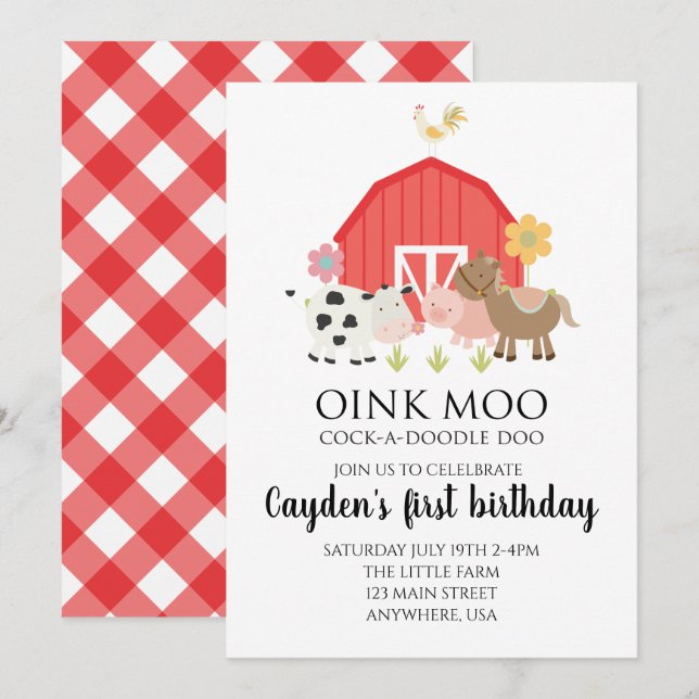 Einladung zum Geburtstag von landwirtschaftlichen  (Vorne/Hinten)