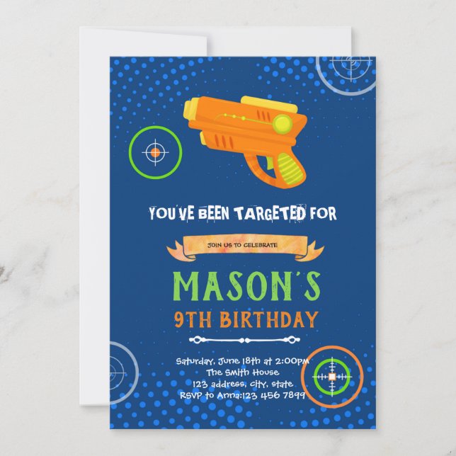 Einladung zum Geburtstag von Lasermarken (Vorderseite)