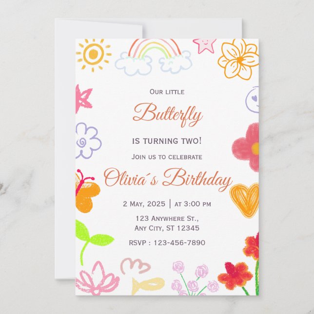 Einladung zum Geburtstag von Lila Gelb (Vorderseite)