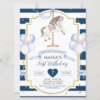 Einladung zum Geburtstag von Navy Blue und Gold