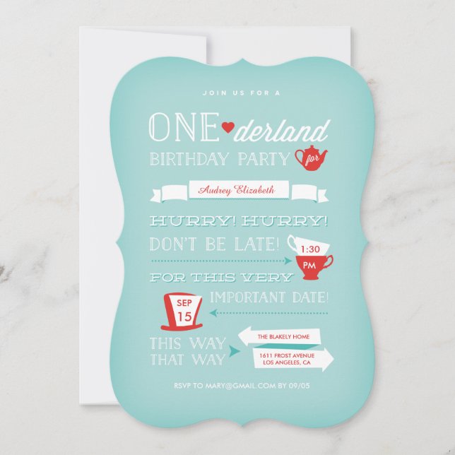 Einladung zum Geburtstag von Onederland (Vorderseite)