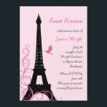 Einladung zum Geburtstag von Paris (Rosa)<br><div class="desc">Ein großer,  eleganter und prächtiger Eiffelturm und extravagante französische Schrift schmücken diese  Pariser Einladung. Diese Einladung ist auf dem Grundpapier wiedergegeben. Ich empfehle jedoch das Gewicht und die Textur des Leinenpapiers.</div>