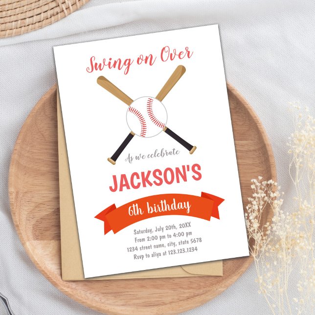 Einladung zum Geburtstag von Red & Brown Baseball (Red Brown Baseball Birthday Invitations)