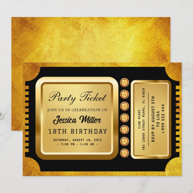 Einladung zum Goldenen Party (Vorne/Hinten)