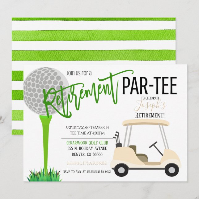 Einladung zum Golf Birthday Party (Vorne/Hinten)