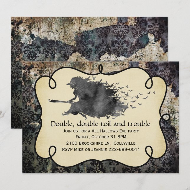 Einladung zum Gothic Witch Halloween-Party (Vorne/Hinten)