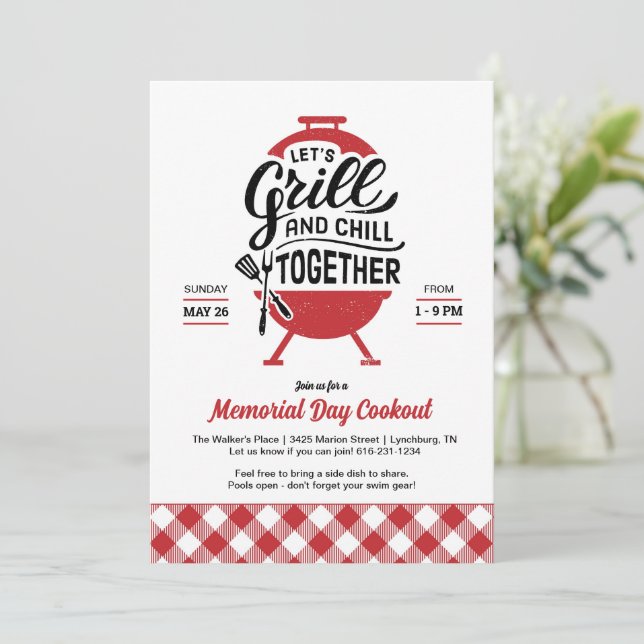 Einladung zum Grill- und Chill-Memorial-Cookout (Stehend Vorderseite)
