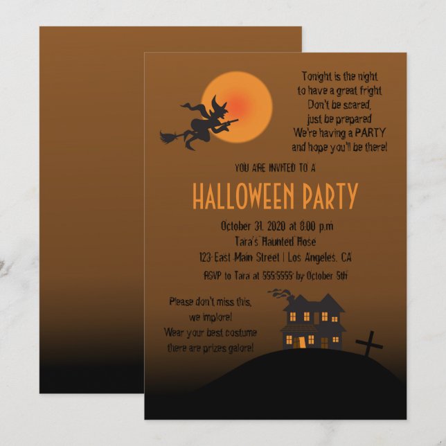 Einladung zum Halloween-Party anzeigen (Vorne/Hinten)