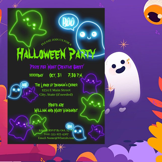 Einladung zum Halloween-Party niedliche Kostüme Postkarte (Von Creator hochgeladen)