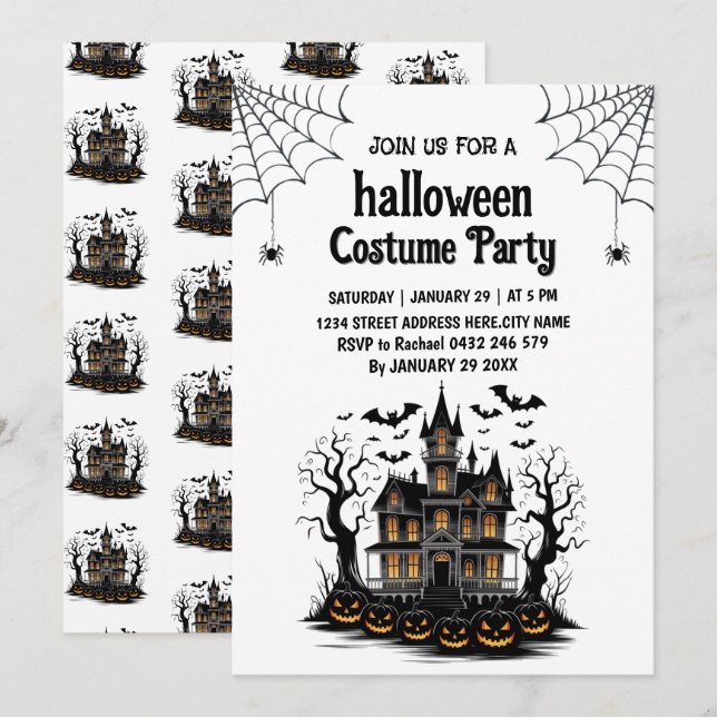 Einladung zum Halloween-Party Spuk House Costume (Vorne/Hinten)