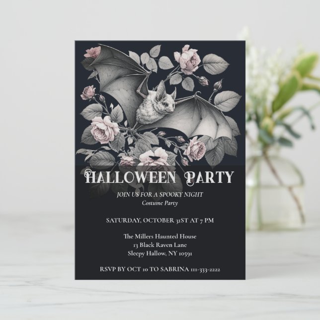 Einladung zum Halloween-Party von Fledermäusen (Stehend Vorderseite)