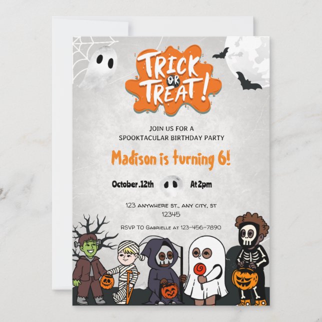 Einladung zum Halloween-Party von Kindern (Vorderseite)